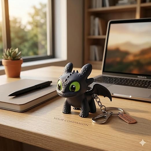 Dragon Keychain Toy with LED Light & Moving Wings - Night Fury Fantasy Creature Figure Charm for Keys, Backpack, Purse & Car Dashboard | Mini Collectible Gift for Kids and Anime Fans - Image 3