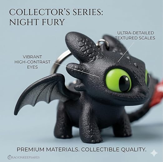Dragon Keychain Toy with LED Light & Moving Wings - Night Fury Fantasy Creature Figure Charm for Keys, Backpack, Purse & Car Dashboard | Mini Collectible Gift for Kids and Anime Fans - Image 4