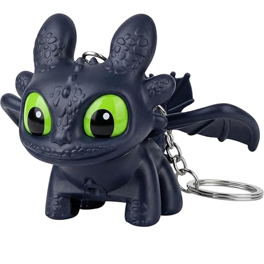 Dragon Keychain Toy with LED Light & Moving Wings - Night Fury Fantasy Creature Figure Charm for Keys, Backpack, Purse & Car Dashboard | Mini Collectible Gift for Kids and Anime Fans - Image 2