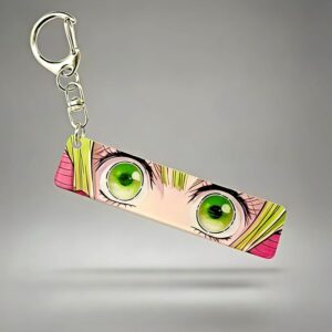 Dem-on Slayer Anime Acrylic Glowing Eyes Keychain | Luminous Eye Glow Key Ring | Premium Otaku Accessory for Bags, Bikes, Cars, Backpacks & Key Holder