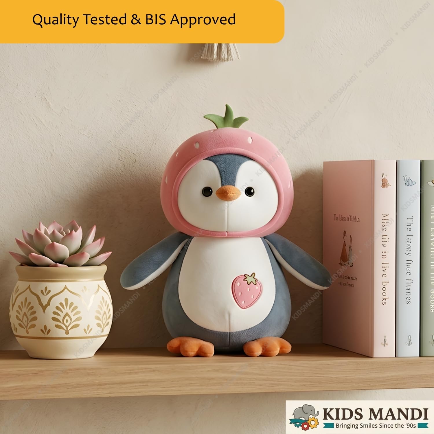 Kids Mandi® Fruit Penguin Soft Toy 25cm - Cute Plush Stuffed Animal with Fruit Hat for Kids, Boys & Girls | Ultra-Soft Cuddly Penguin Toy for Birthday Gifts & Room Decor | Washable - Image 6