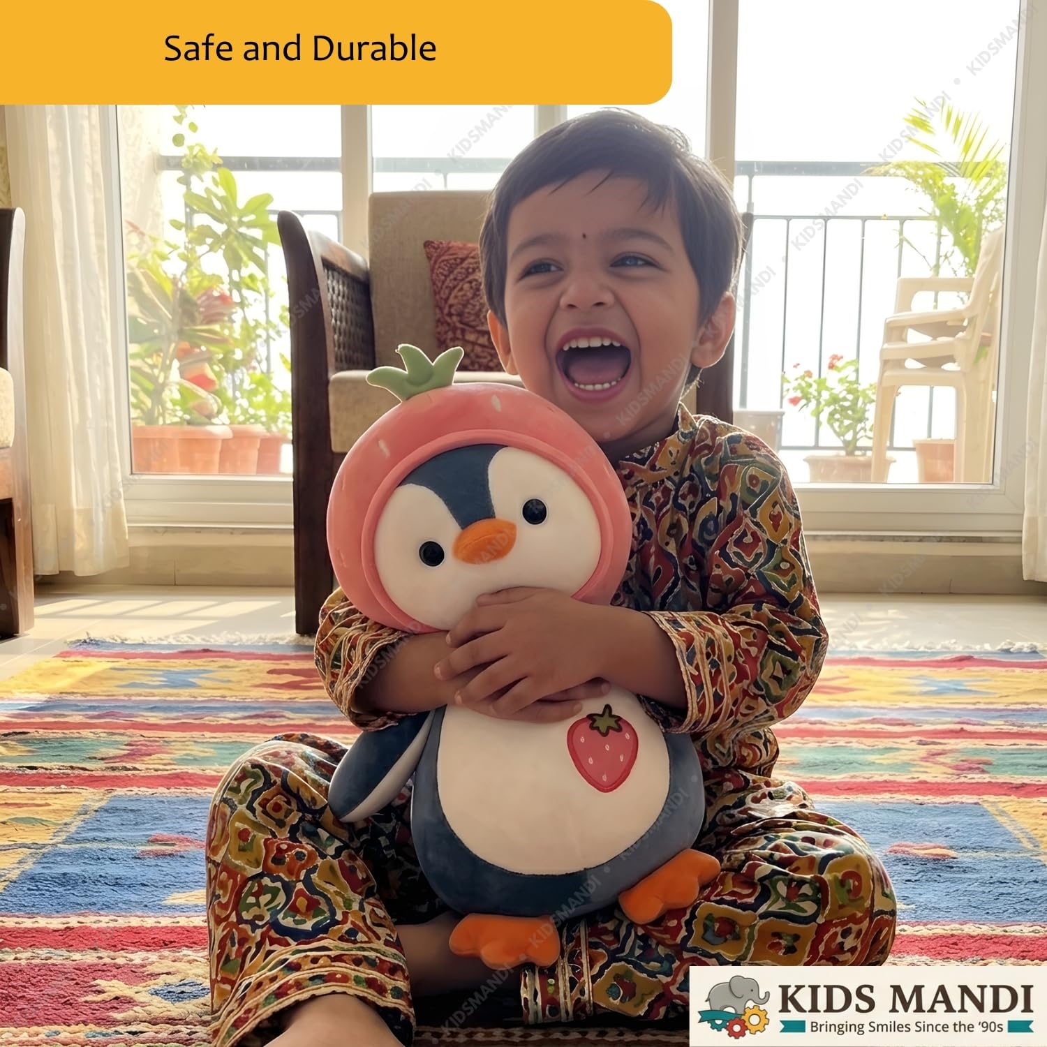 Kids Mandi® Fruit Penguin Soft Toy 25cm - Cute Plush Stuffed Animal with Fruit Hat for Kids, Boys & Girls | Ultra-Soft Cuddly Penguin Toy for Birthday Gifts & Room Decor | Washable - Image 4