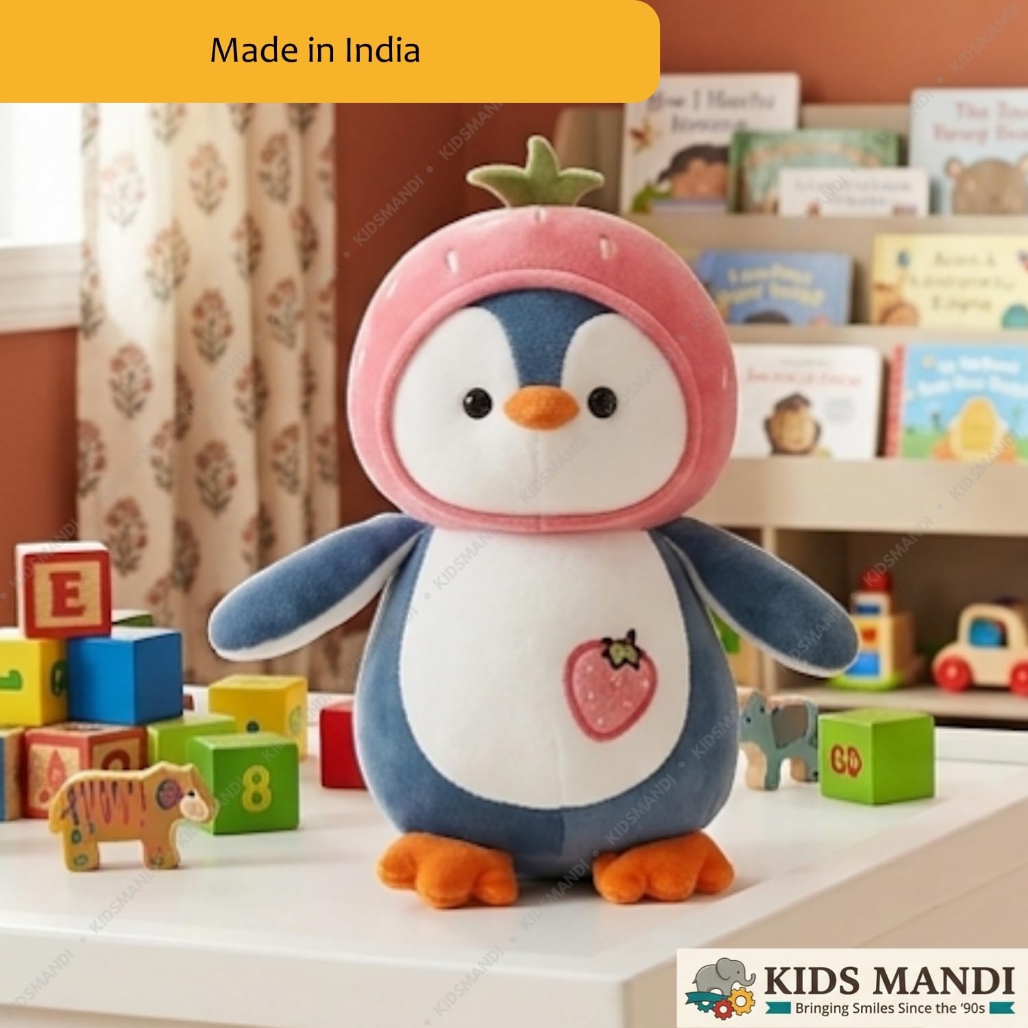 Kids Mandi® Fruit Penguin Soft Toy 25cm - Cute Plush Stuffed Animal with Fruit Hat for Kids, Boys & Girls | Ultra-Soft Cuddly Penguin Toy for Birthday Gifts & Room Decor | Washable - Image 3
